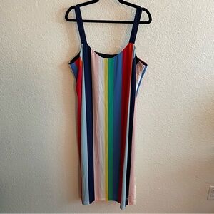 TOMMY HILFIGER colorful vertical stripe straps dress